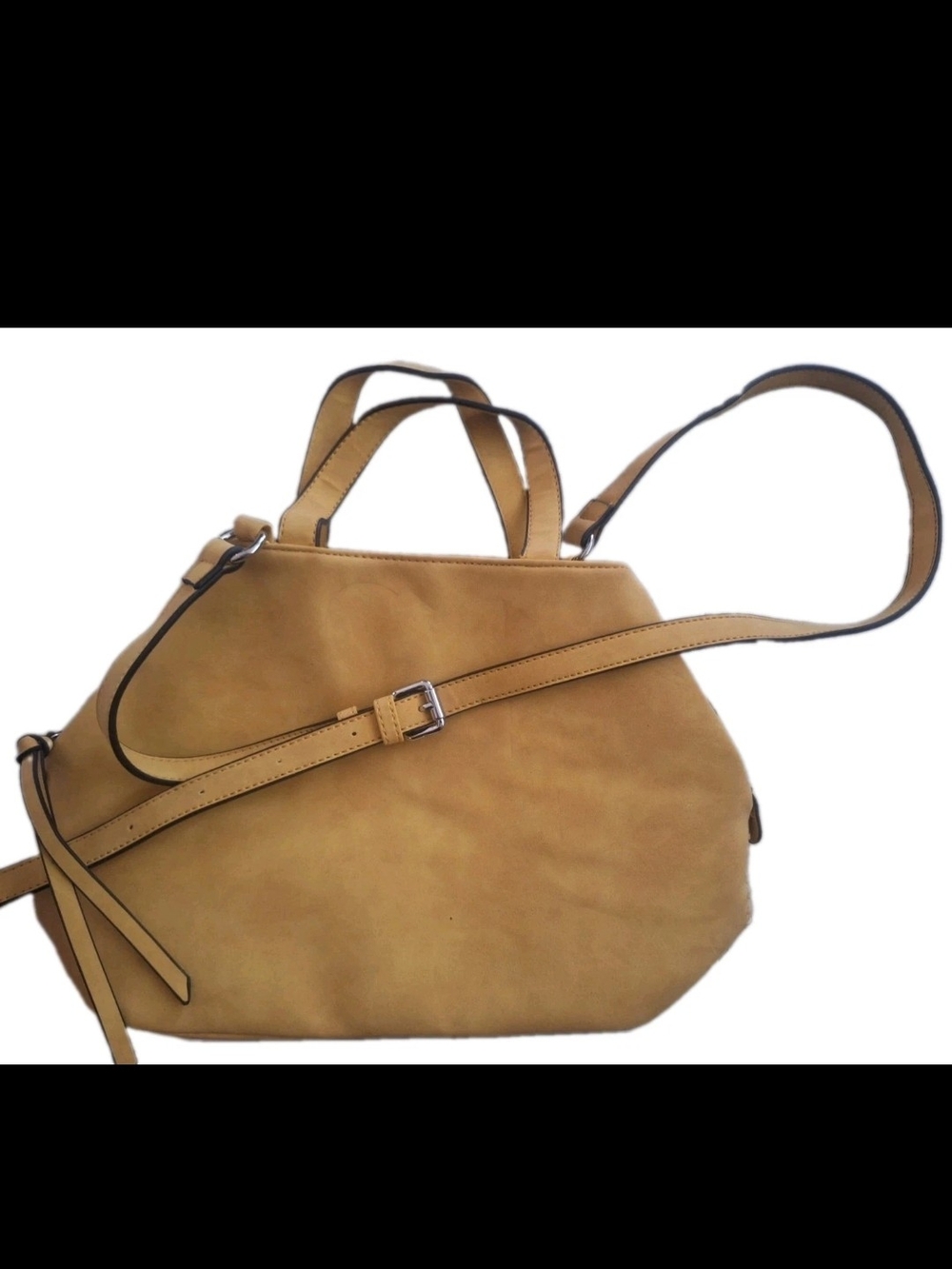 Free People Trilogy Slouchy Tote Yellow Faux Suede Crossbody Bag Purse Boho